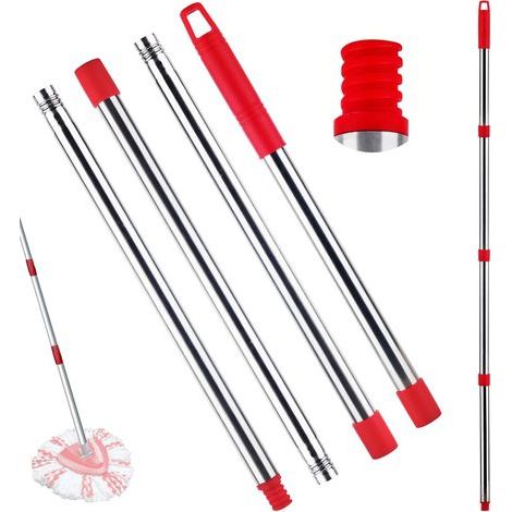 Broom Handle, Stainless Steel, Adjustable 81-147cm, Ergonomic Handle, For Rotary Mop (1/5)
