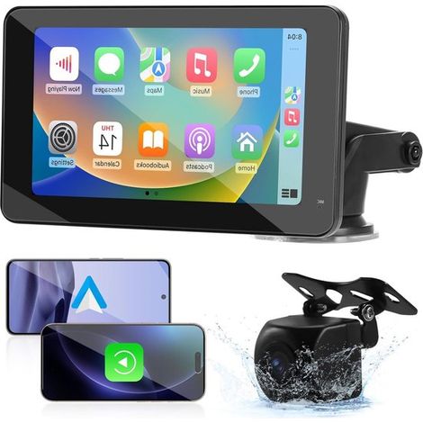 Display per auto da 7 pollici con CarPlay, navigazione Android e controllo vocale - Schermo multimediale con Mirror Link e funzioni touchscreen (1/5)