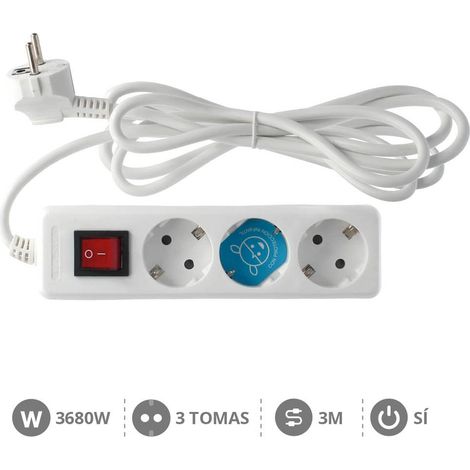 Base múltiple 3 enchufes con interruptor 3 metros de cable GSC 0000017 (1/2)