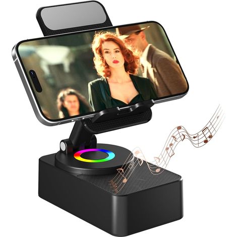 1 Support Téléphone Enceinte Bluetooth 5.3, Rotation 360°, Pliable, USB, Compatible 4-13 Pouces (1/5)
