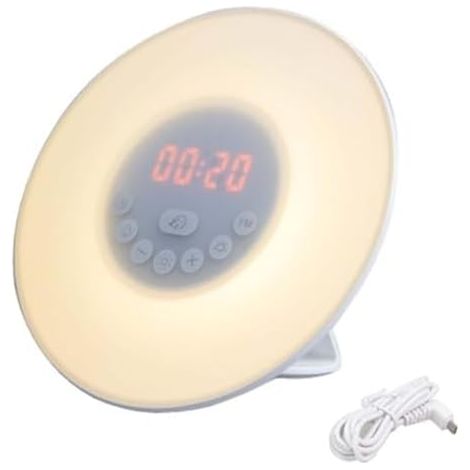 Réveil Lumineux, Horloge Led, Réveil Numérique, Réveil Naturel, Simulation de Lever/coucher du Soleil, Alarme Et Fonction Snooze, Lampe D'ambiance 6 Couleurs, 6 Sons Naturels Et Radio Fm (1/5)