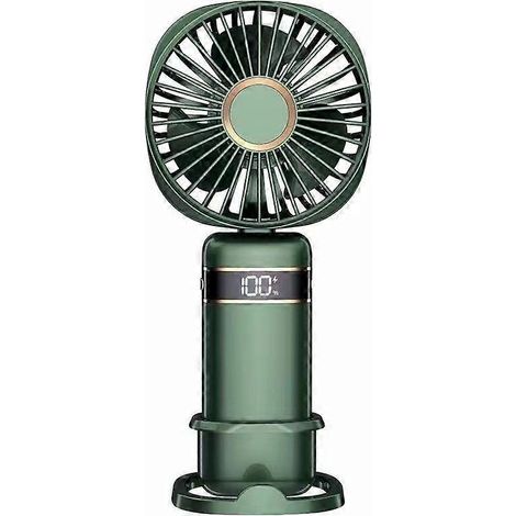 Mini ventilateur portable USB, ventilateur rechargeable à 5 vitesses, pliable (vert) (1/5)