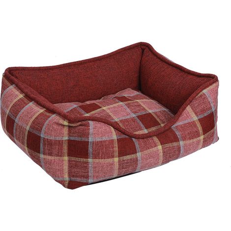 Panier Chien Déhoussable Taille M 55x45x23 cm – Coussin Chien Lavable Carreaux Coton Lin Oxford Épais – Lit Chaud Hiver Bords Surélevés pour Petit Chien et Chat (1/2)