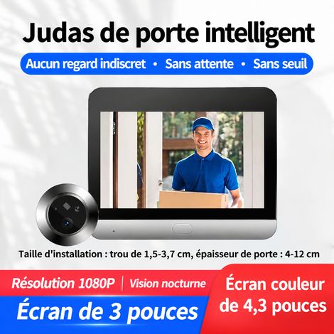Judas électronique et sonnette vidéo connectée icam365 Wi-Fi 1080P HD rechargeable icam365 réf 7182 19,5 × 12,5 × 7,5 cm 600 g – Livraison gratuite