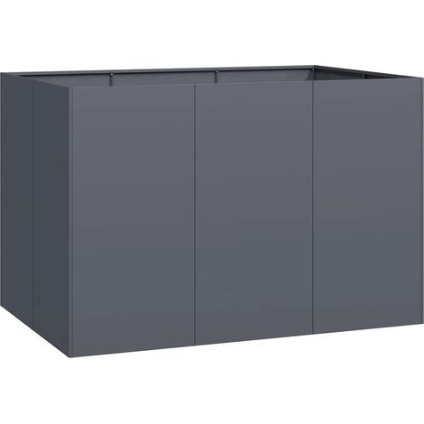 Jardinière surélevée moderne extérieur 120 x 80 x 80 cm avec fond ouvert en acier laminé à froid anthracite