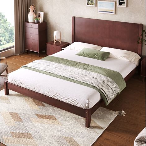 cama cama doble dormitorio con cabecero marrón OKMYHOME (1/4)