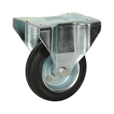 FPLUS rueda goma negra fija 100 mm. sin freno 75502 , Rueda de goma negra.
Diametro rueda 100 mm.
Peso maximo. 110 KG.
Altura total 127 mm.
Placa fija