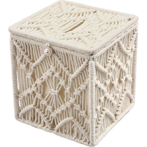 Caja de pañuelos, servilletero de diseño creativo, servilletero con botón de perlas, blanco