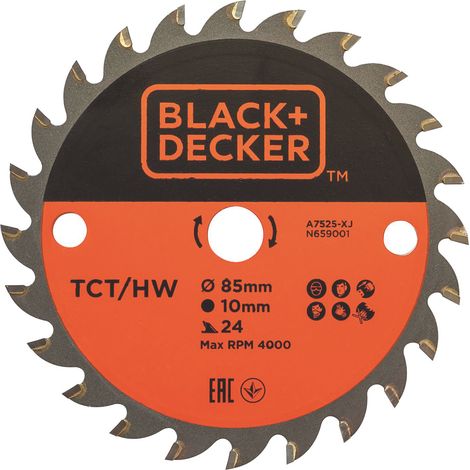 Black+Decker LAMA TCT A7525-XJ PER MINI SEGA CIRCOLARE Ø mm. 85 - 24 denti legno
