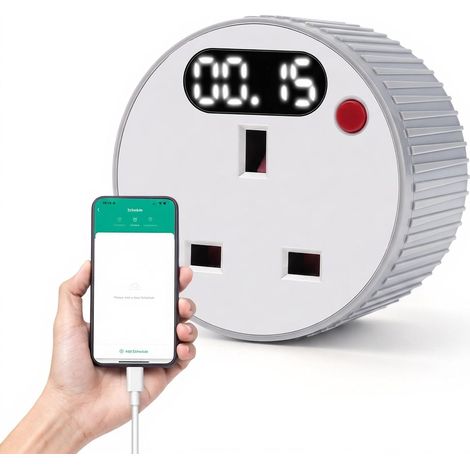 Prise de minuterie mécanique intelligente WiFi Contrôle par application 15 minutes 24 heures Compte à rebours Affichage LED AC240 V 13 A 3120 W Prise standard britannique pour lampes et (1/5)