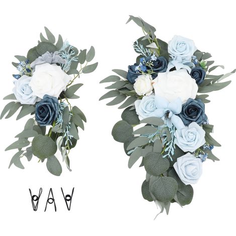 Arche de fleurs artificielles, fleurs de bienvenue, rangée de fleurs pour montant de porte, fleurs pour panneau d'eau, fleurs artificielles, décoration de mariage bleu clair-AquaForge (1/5)