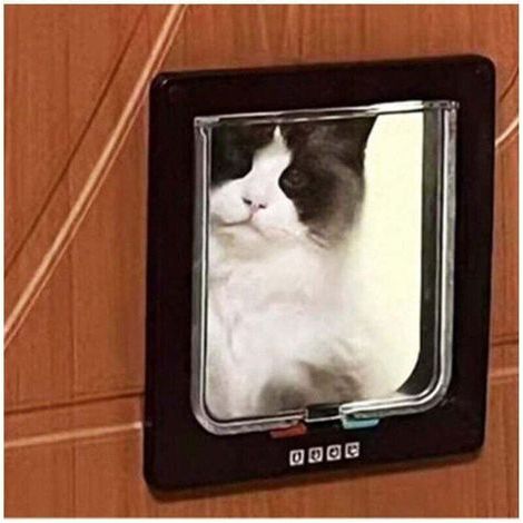 pair Chatière, serrure magnétique à 4 voies, porte pour animaux de compagnie, facile à installer, noir 1 pièce