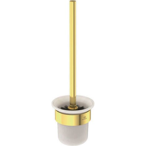 Juego de escobillas WC CONCA redondo, con soporte de pared dorado cepillado IDEAL STANDARD