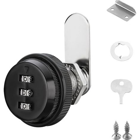 Serrure à caméra, serrure noire de 25 mm pour armoire, serrure à code, serrure pour tiroirs d'armoires, portes de boîtes aux lettres, serrure pour meubles de rangement