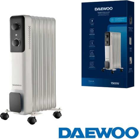 Radiador de aceite daewoo 7 elementos 1500w - 3 niveles - blanco/negro