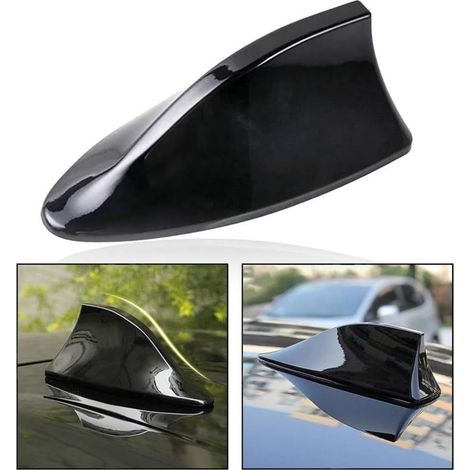 Shark fin antenna, universal car antenna, roof antenna, AM/FM radio antenna with adhesive surface, black (1/5)