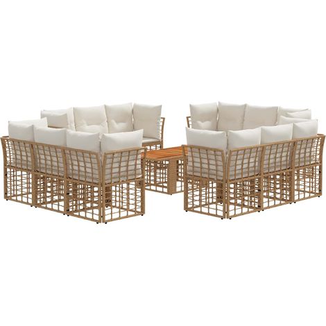 Gartensofa-set 13 stk. Natürlich und Cremweiß Poly-Rattan vidaXL (1/5)