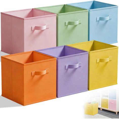 6Pcs Cube Rangement avec Poignées, 27X27X28cm Panier Boîtes Rangements Tissu Pliable, Paniers Boite Organisateur Cubes Bac Tissus Caisse Pliables Colorée pour Ranger Tiroirs, Vêtements, Jouet, Livres (1/5)