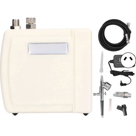 Kit de peinture aérographe double action avec compresseur d'air, filtre eau-huile, raccord et tuyau de connexion pour maquillage, tension 100-240V, blanc, prise AU (1/5)