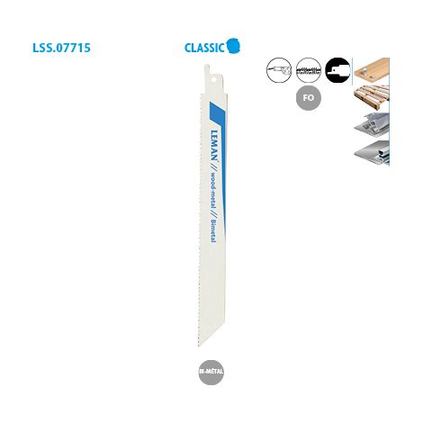 3 LS SABRE 205MM E.1,27 PAS VARIABLE 1,8-2,5MM BIM ACIER/BOIS AVEC CLOUS - 7715.03 - LEMAN (1/2)