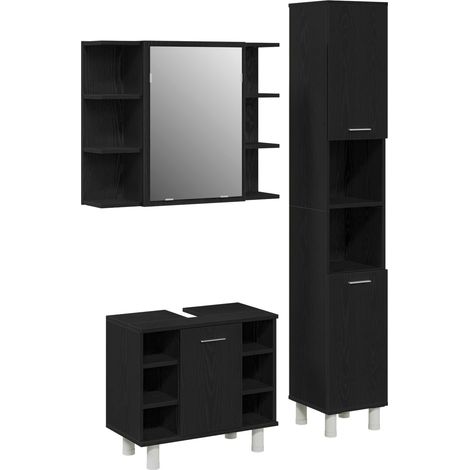 Maison Exclusive - Set di mobili per il bagno 3 pcs Nero 30 x 30 x 179,5 cm