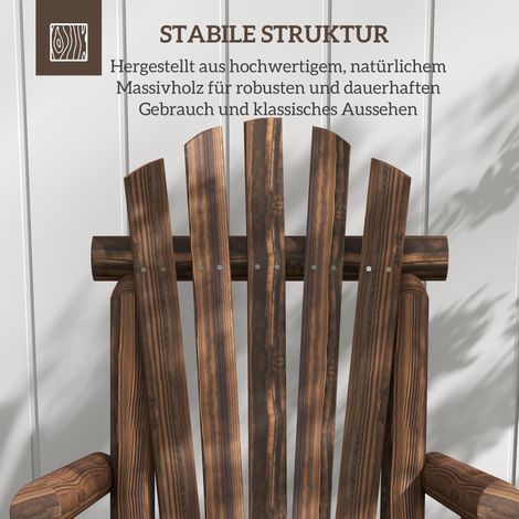 Fauteuil de terrasse en bois, chaise haute extérieur résistant aux UV, capacité 113 kg, finition carbonisée (1/4)