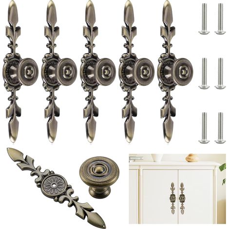 bouton commode 6 Pièces Boutons de Porte Bouton de Tiroir Poignee de Meuble Vintage Poignées de Placard Bouton de Porte Vintage Boutons de Poignée,Poignées de Tirage pour Armoire avec Vis (1/5)