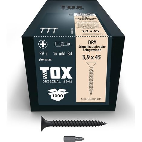 Vis pour construction rapide DRY FG 3,9 x 45 mm, avec chargeur pour montage rapide avec visseuse à chargeur, filetage fin, plaque de plâtre sur ossature métallique, 1000pcs (1/5)