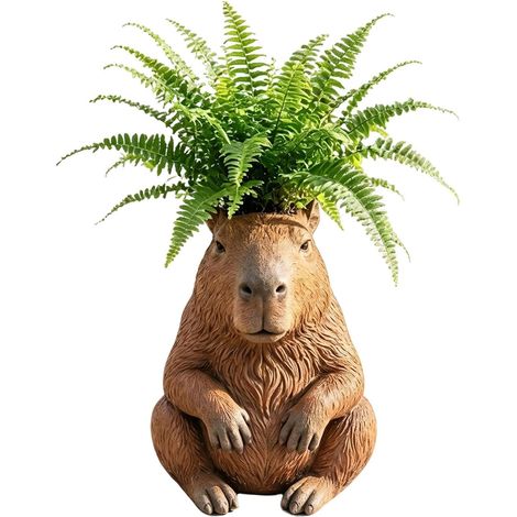 Cache-pot en résine en forme d'animal (9,5 cm x 10 cm x 12 cm) — modèle capybara, mignon et compact (1/5)