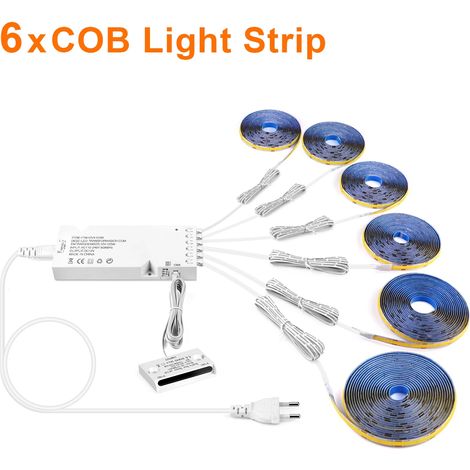 (6 bandes, lumière naturelle, 1 m) Interrupteur à capteur d'ouverture de porte intelligent conforme à la norme européenne, bande lumineuse LED COB intégrée, adaptée aux vitrines. (1/5)