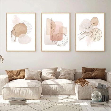 Lot de 3 posters abstraits - Aesthetic - Peinture sur toile - Beige - Sans cadre - Poster mural moderne pour salon et chambre à coucher ( 30 x 40 cm) (1/2)