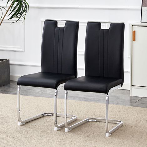 Lot 2 chaises arquées polyuréthane noir style industriel moderne