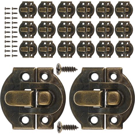 Loquets à cadenas vintage pour boîtes en bois, lot de 24, petites vis verrouillage rétro, (1/5)