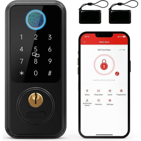 Serrure de porte intelligente Serrure De Porte Intellinte À Empreintes Digitales G2, Passerelle Wifi, Entrée Sans Clé, Pêne Dormant Avant, Serrure Numérique, Étanche, Sécurité De La Maison ( Color : B (1/5)