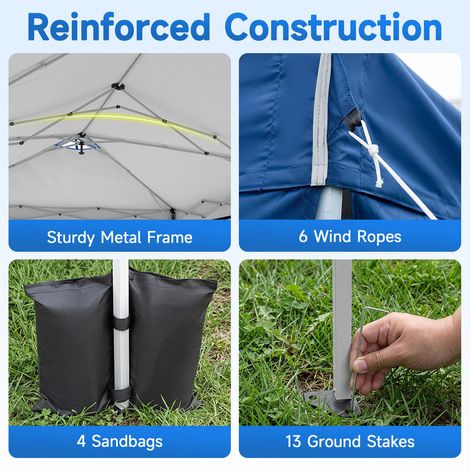 Grand Abri Modulable Tonnelle Pliante 3x6 M Chapiteau avec 6 Côtés Amovibles pour Jardin Camping et Événement Extérieur Bleu (1/5)