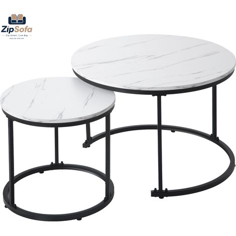Set de 2 tables basses rondes emboîtées Runder pour salon