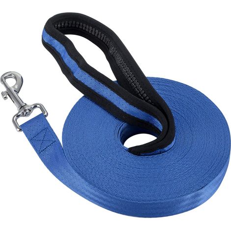 Laisse de dressage pour chiens, 15 m de long en nylon pour suivi des animaux de compagnie, laisse d'obéissance (bleu) (1/5)