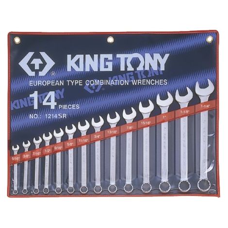 KING TONY - Trousse de 14 clés mixtes en pouces 5/16 à 1-1/4"