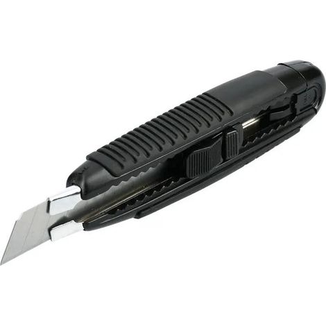 Cutter bi-materia nero con lama scomponibile da 18 mm