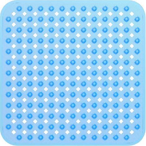 Lntyq Tapis de douche carrés Tapis de bain antidérapants avec tapis de salle de bain de sécurité à ventouse, Tapis de douche pour enfants en caoutchouc antibactérien avec trous de drainage,53 × 53cm