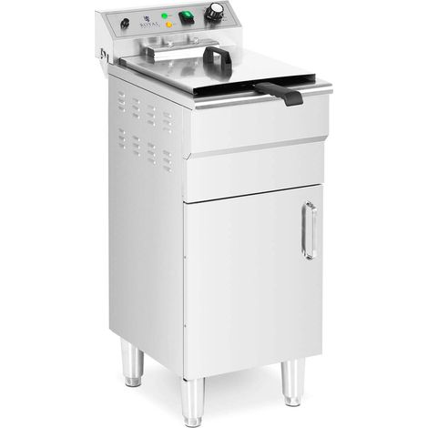 Freidora eléctrica 13 litros 5.000 vatios válvula desagüe zona fría sobre mueble profesional de acero inoxidable 140003985 (1/5)