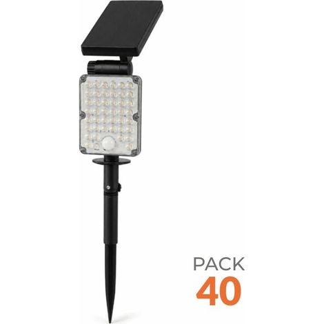 Pack de 40 - Spot LED Extérieur 3-CCT à Piquer IP65 Solaire 8W 1150lm 144lm/W avec Détecteur - SILAMP (1/2)