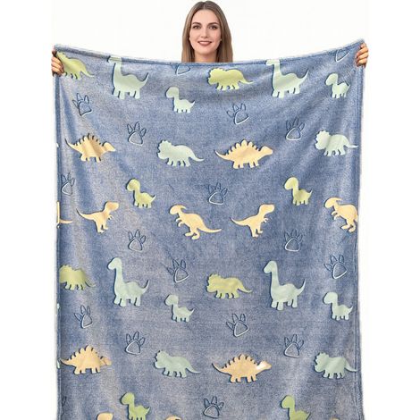 Couverture dinosaure pour garçons phosphorescente enfants en douce m x 1,52 1,27 laine (1/4)