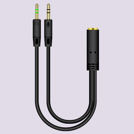 Adaptateur audio 3.5mm femelle vers 2 mâles, câble Y pour casque et micro d'ordinateur, partage audio PC. (1/5)