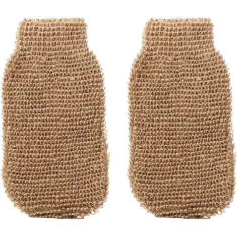 Gants Exfoliants - Lot de 2 - Lin Naturel - Doux pour la Peau - Corps et Bain - Taille Unique (1/5)