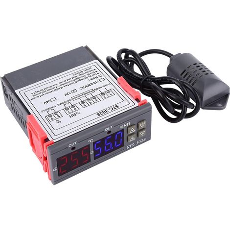 STC-3028 Contrôle de Température et Humidité Numérique Thermostat 12V/24V/110V /220V Affichage Numérique Contrôleur de Température et D'humidité avec Capteur Intégré(12V) (1/5)