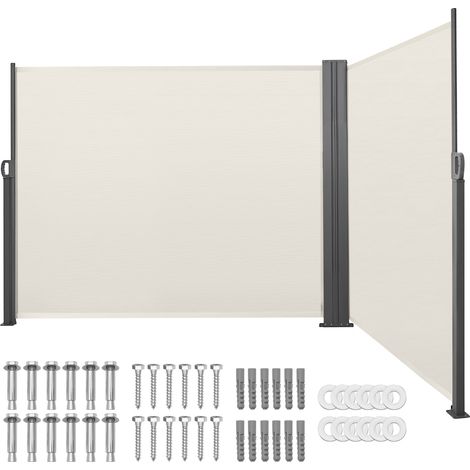 Mophorn Tenda Laterale Retrattile 180 x 600 cm da Esterno, Paravento a Rullo con Tessuto in Poliestere, Impermeabile e Parasole Divisorio per Privacy, Beige, Giardino, Balcone, Piscina e Terrazza (1/5)