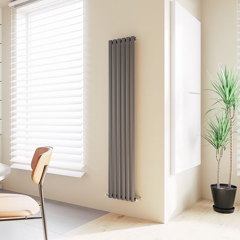 Acezanble Vertical Oval Column Radiator Central Heating Rad 1800x354mm Single Anthracite