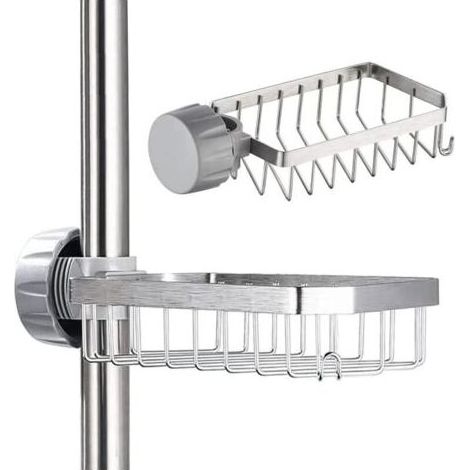 Porte-savon de douche – Support de shampoing de douche, aucun perçage requis, adapté aux tiges de 25 à 40 mm (1/5)