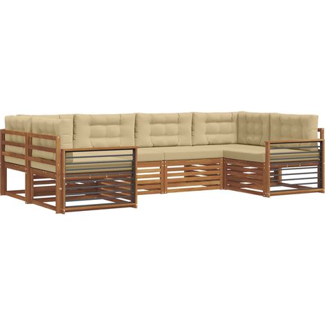 Outdoor-Sofagarnitur mit Kissen 6 pcs Natur und Beige vidaXL